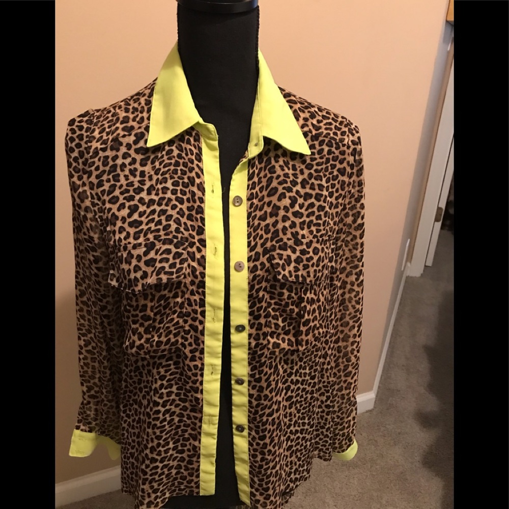 Papaya animal print long sleeve blouse, Small